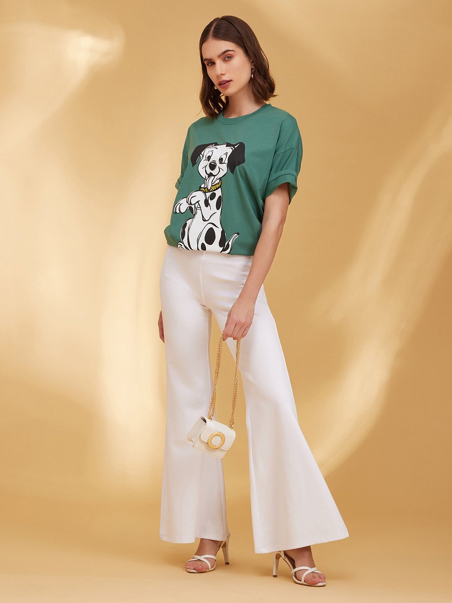 Kazo Green Printed Oversized T-Shirt