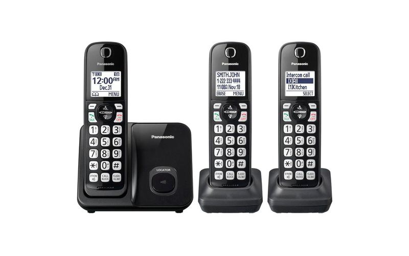 Panasonic KX-TGD513B DECT 6.0 1.93 GHz Cordless Phone - Black - 1 x Phone Line - 3 x Handset