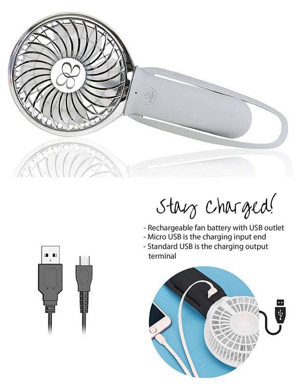 Buggygear 3 Speed USB Rechargeable Turbo Fan, Pink/White