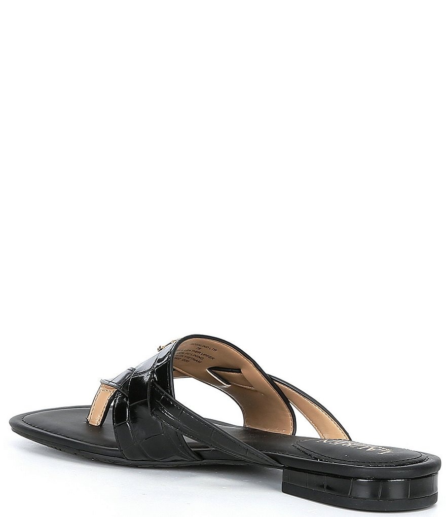 Lauren Ralph Lauren Rosalind Croco Embossed Leather Sandals