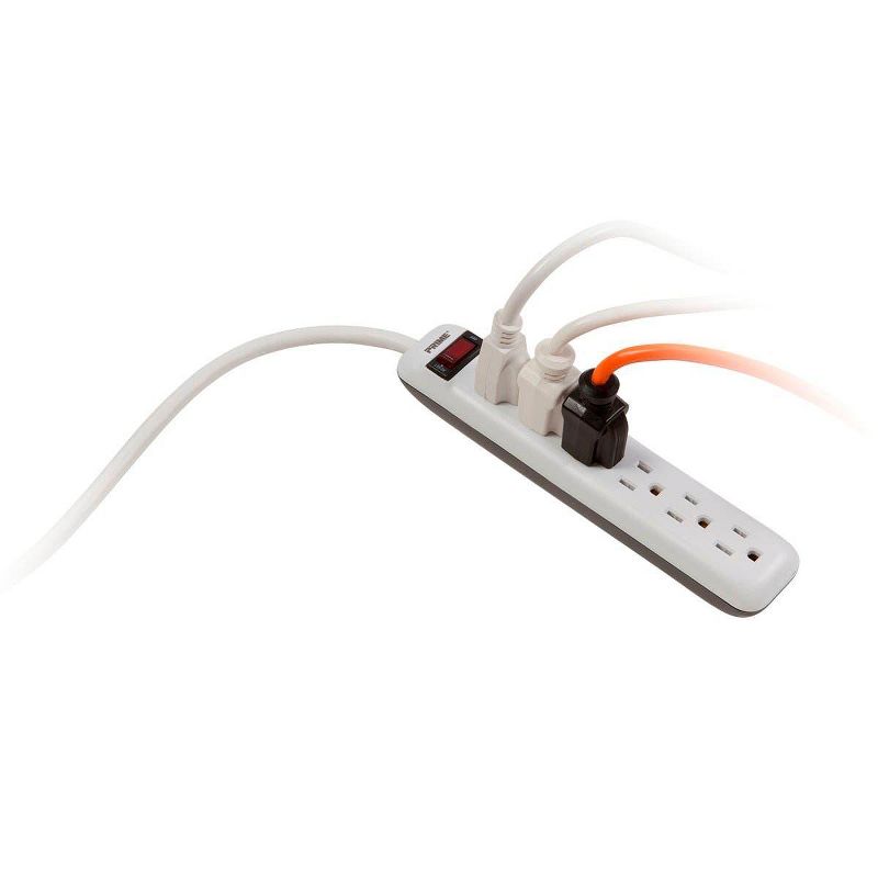 C2G 6-Outlet Surge Suppressor with (3) 1ft Outlet Saver Power Extension Cords - Receptacles: 6 x NEMA 5-15R - 270J