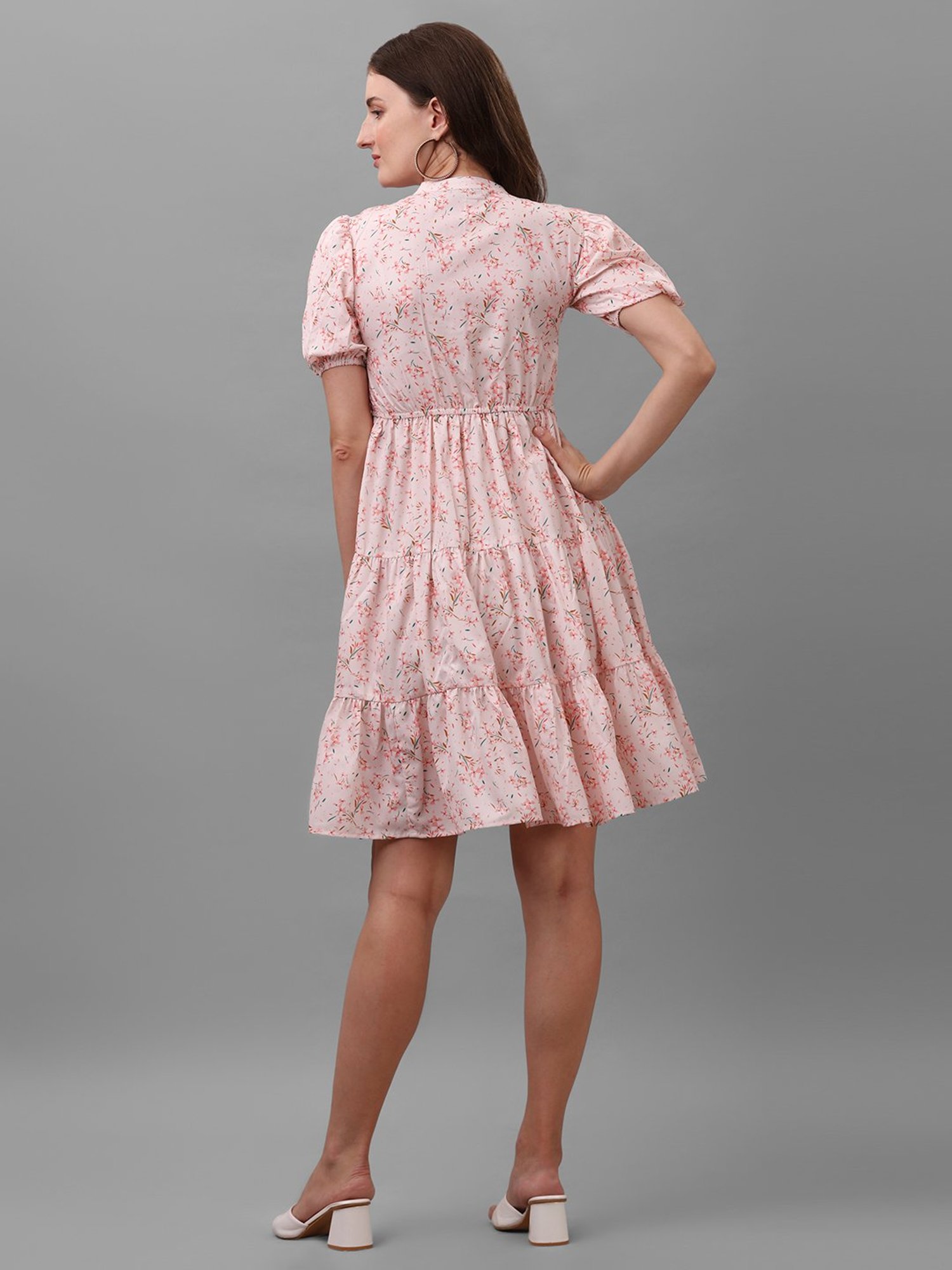 MASAKALI.CO Light Pink Floral Print Empire Dress