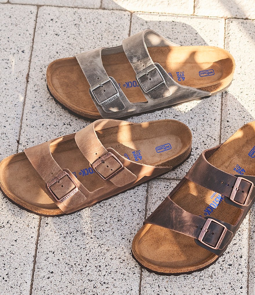 Birkenstock Arizona Men's Oiled Leather Soft Footbed Slip On Sandals
