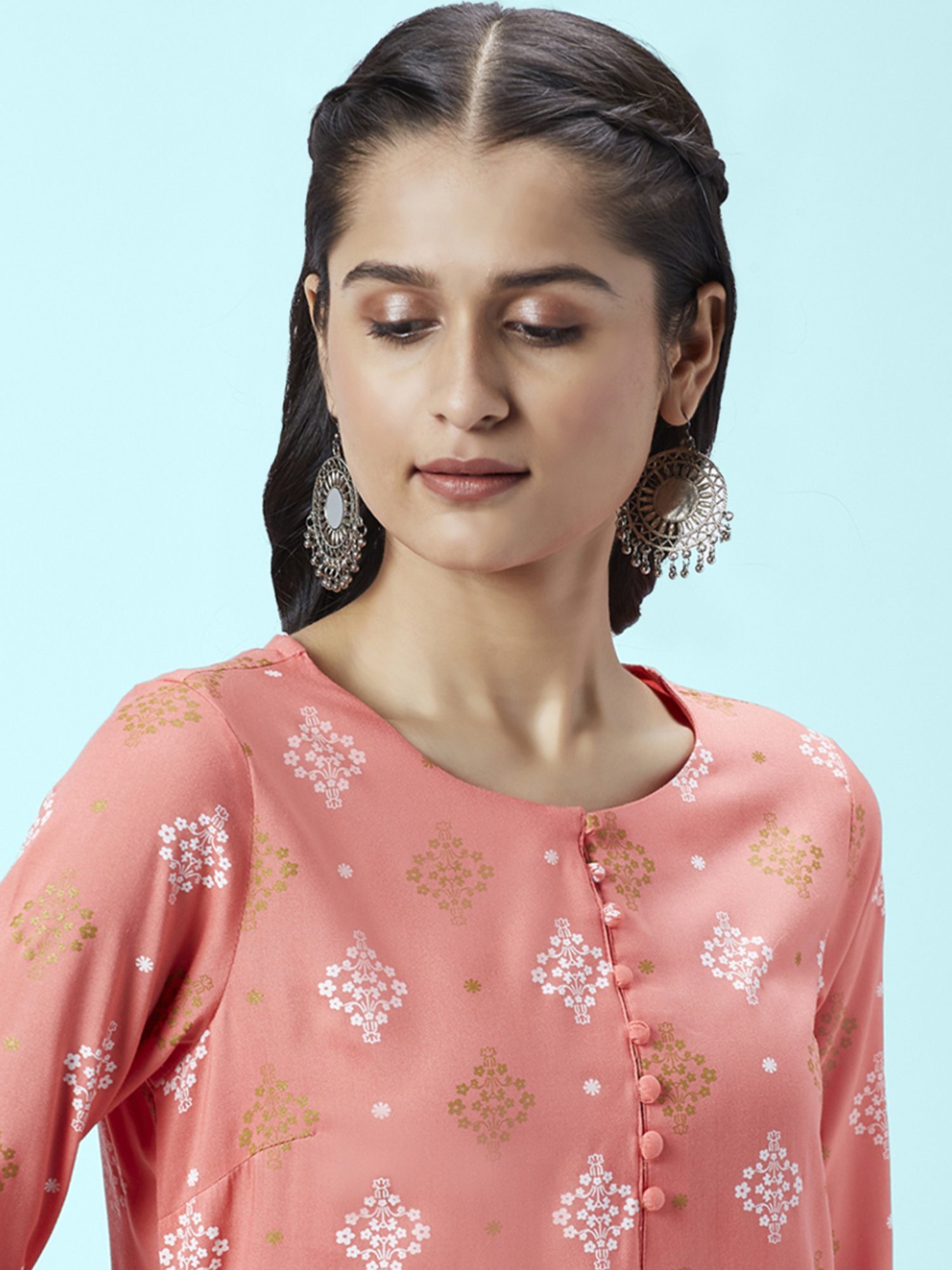 Rangmanch by Pantaloons Pink Printed Kurta Pant Set