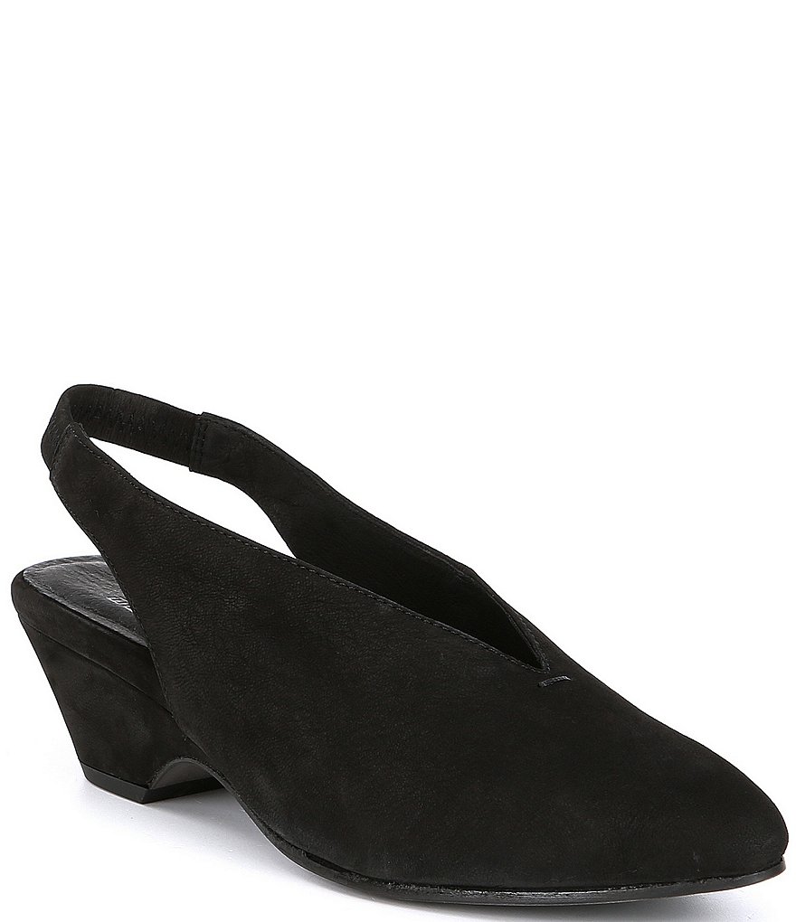 Eileen Fisher Gatwick Nubuck Slingback Block Heel Pumps