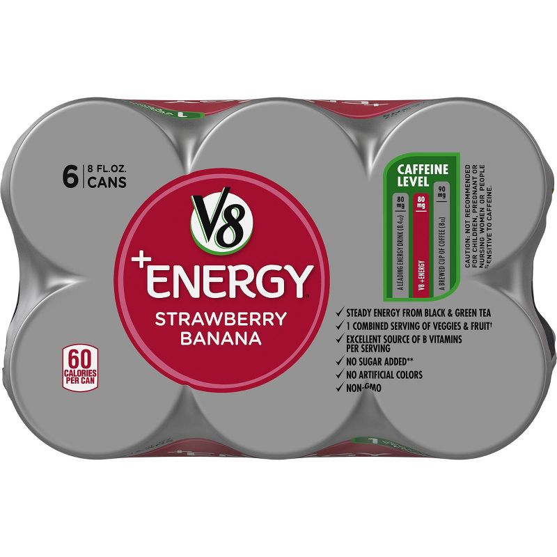 V8 +Energy Strawberry Banana Juice - 6pk/8 fl oz Cans