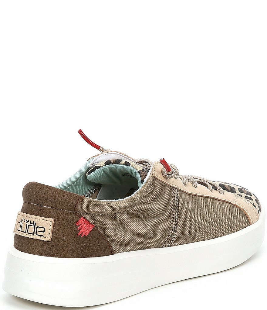 Hey Dude Women's Karina Leopard Print Washable Lace-Up Sneakers