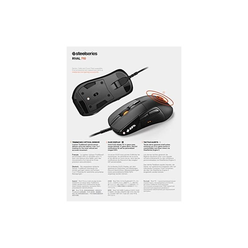 Rival 710 Gaming Mouse 16000 CPI TrueMove3 Optical Sensor OLED Display Tactile Alerts RGB Lighting Black
