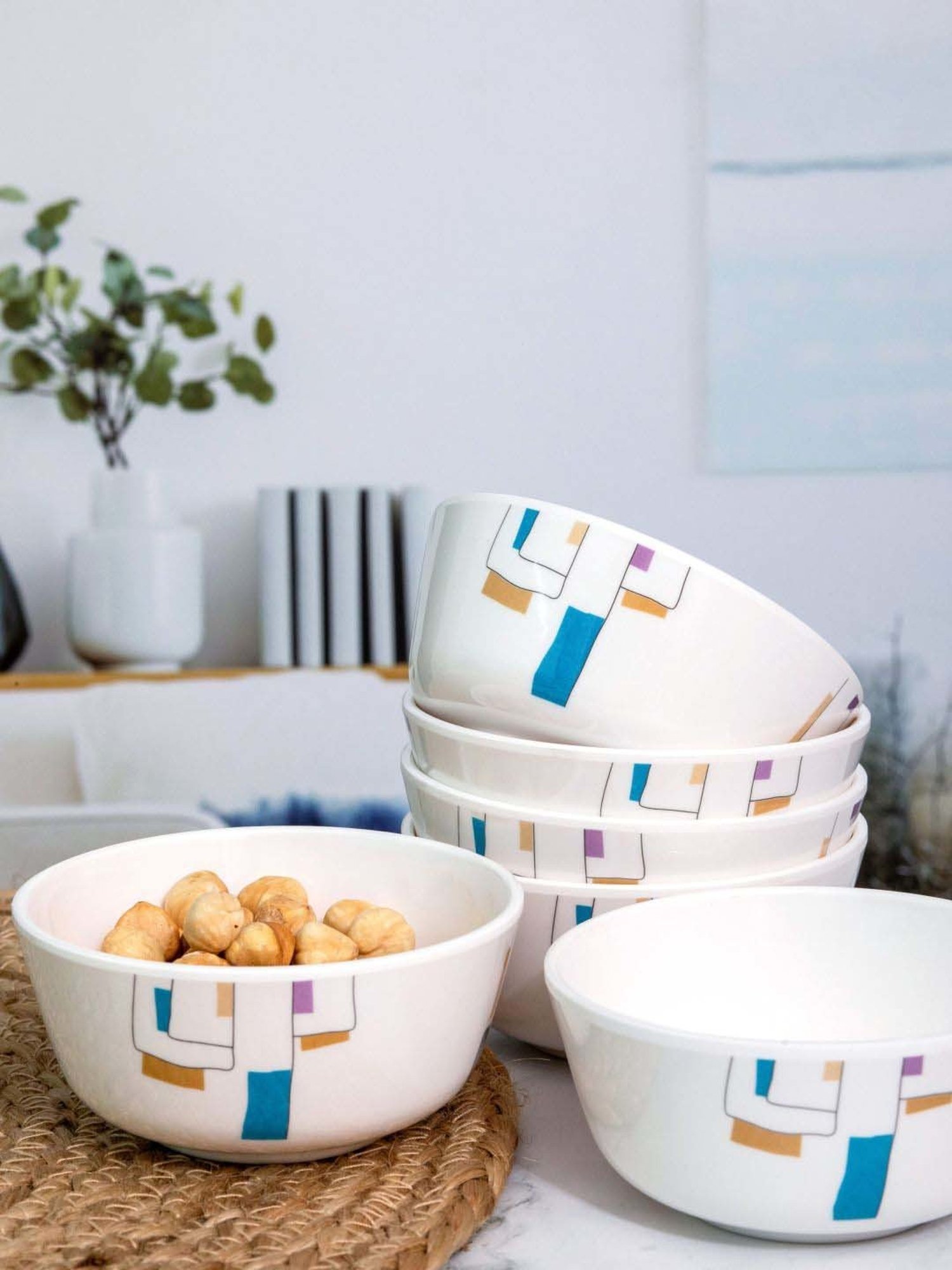 Servewell Cityscape Melamine 10.5 cm Veg Bowl (0.24 L) - Set of 6