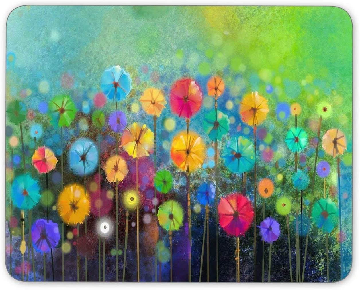 Mouse Pad Colorful Spring Petal Flowers Rectangle Non-Slip Rubber Mouse Mat for Computer Desk Laptop Office