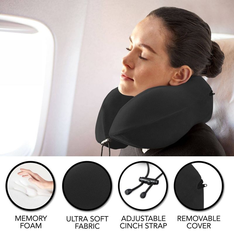 Brookstone Total Comfort Charcoal-Infused Travel Pillow - Black