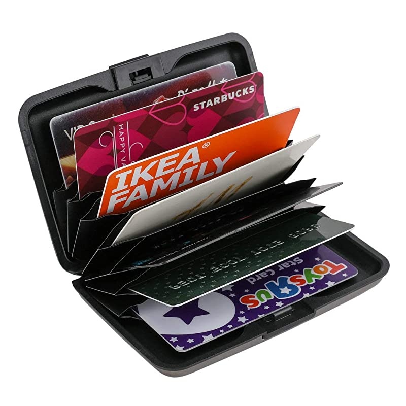 RFID Blocking Credit Card Protector Aluminum ID Case Hard Shell Business Card Holders Metal Wallet for Men or Women (Aluminum, Grey-L)