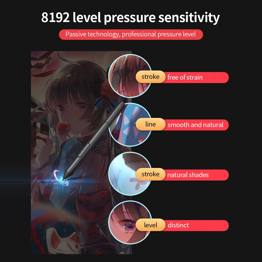 10moons G20 Graphic Tablet 21.4*14.4cm Large Board Exclusive Phone Painting Area with 8192 Levels Pressure Passive Pen 5080 LPI