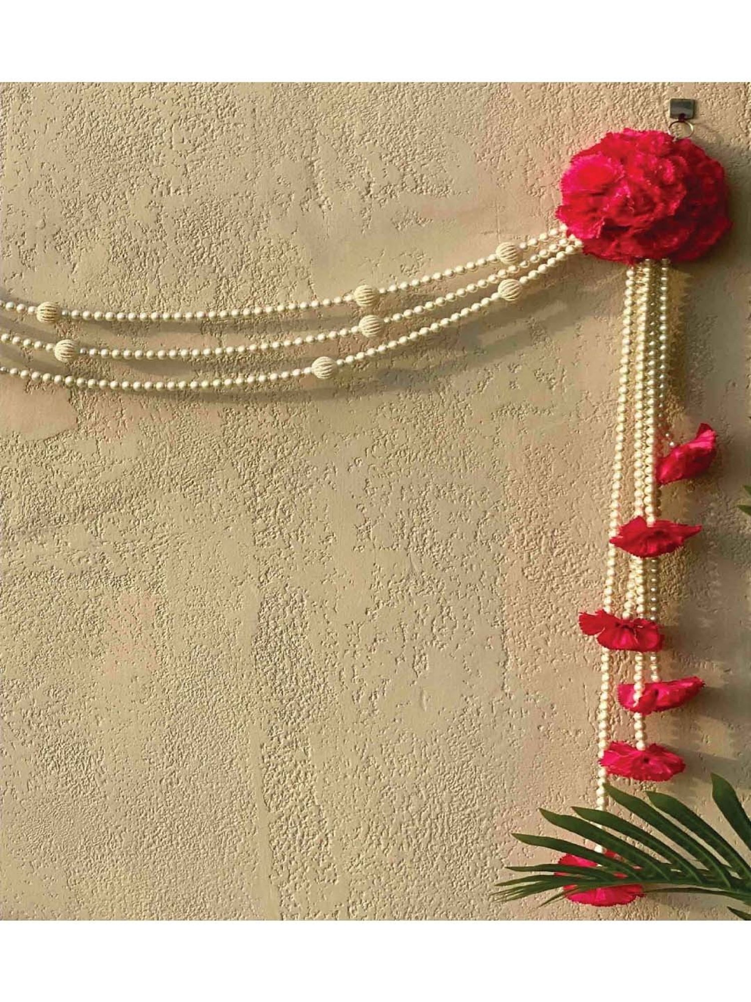 Mason Home White & Pink Carnation Pearls Toran