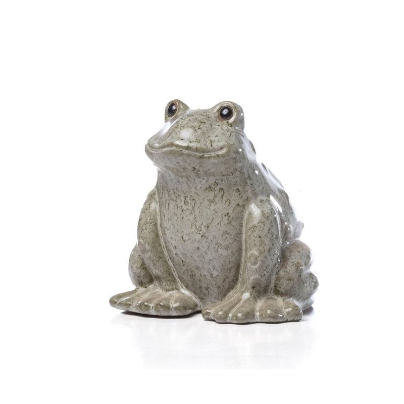 6.75" Handmade Glazed Ceramic Calm Frog Statue Gray - Alfresco Home LLC