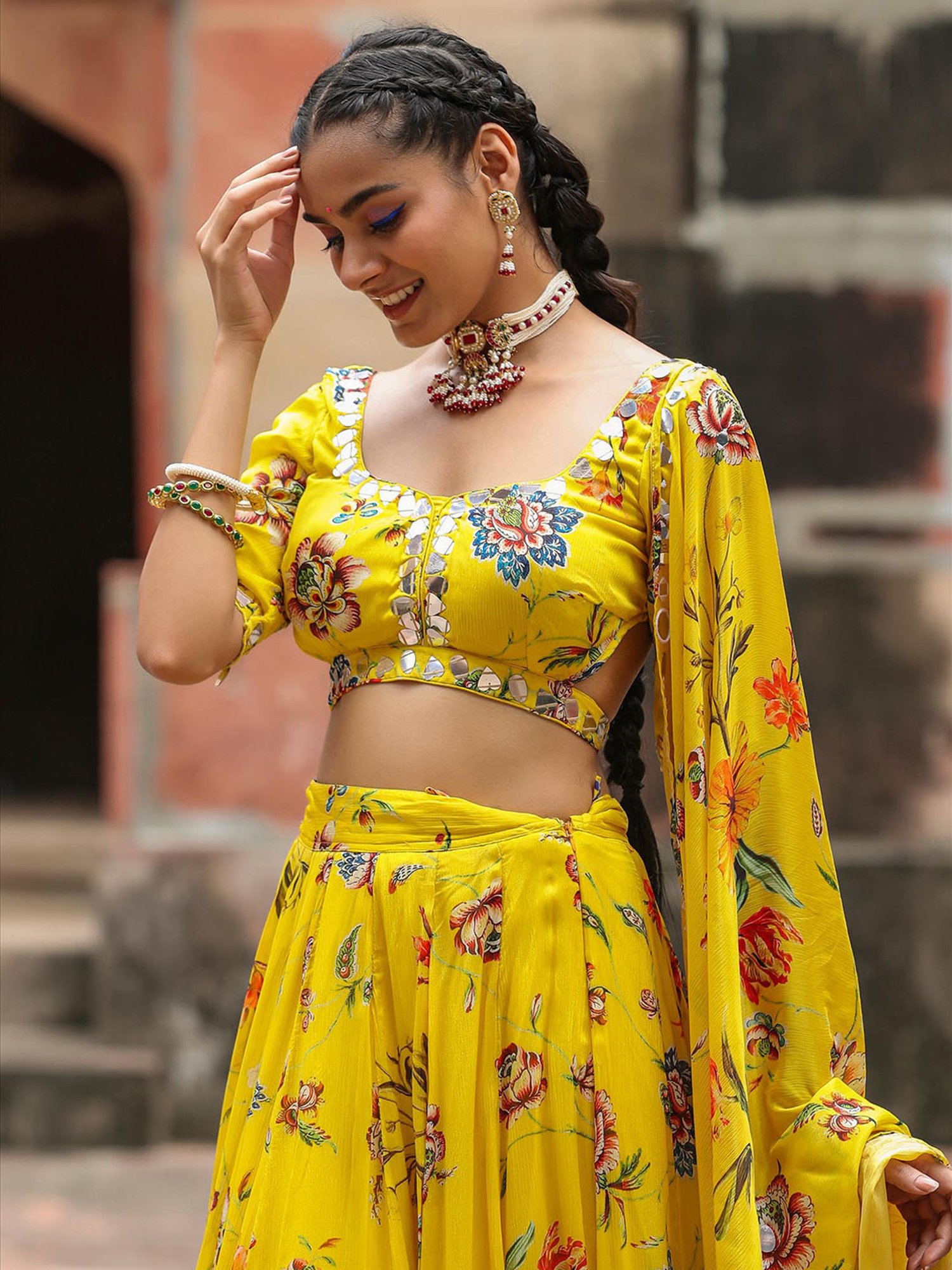 studiorasa Purple Hand Block Print Lehenga Set