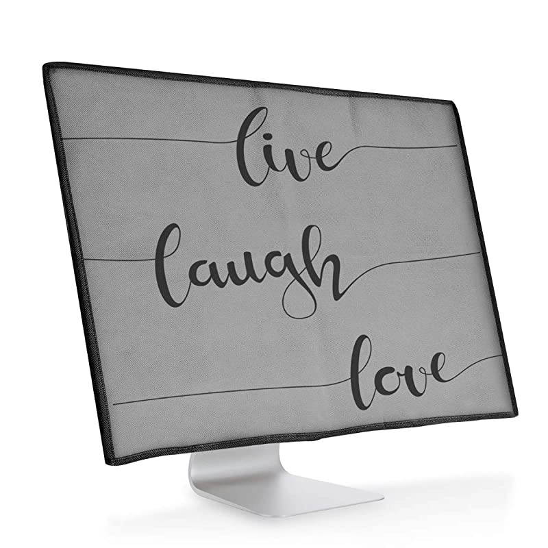 Monitor Cover Compatible with 3132 Monitor Dust Monitor Case Screen Display Protector Live Laugh Love BlackLight Grey