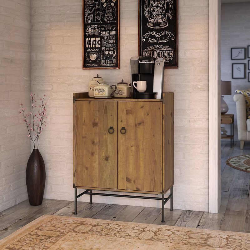 Ironworks Storage Cabinet with Doors Vintage Golden Pine - Kathy Ireland Home