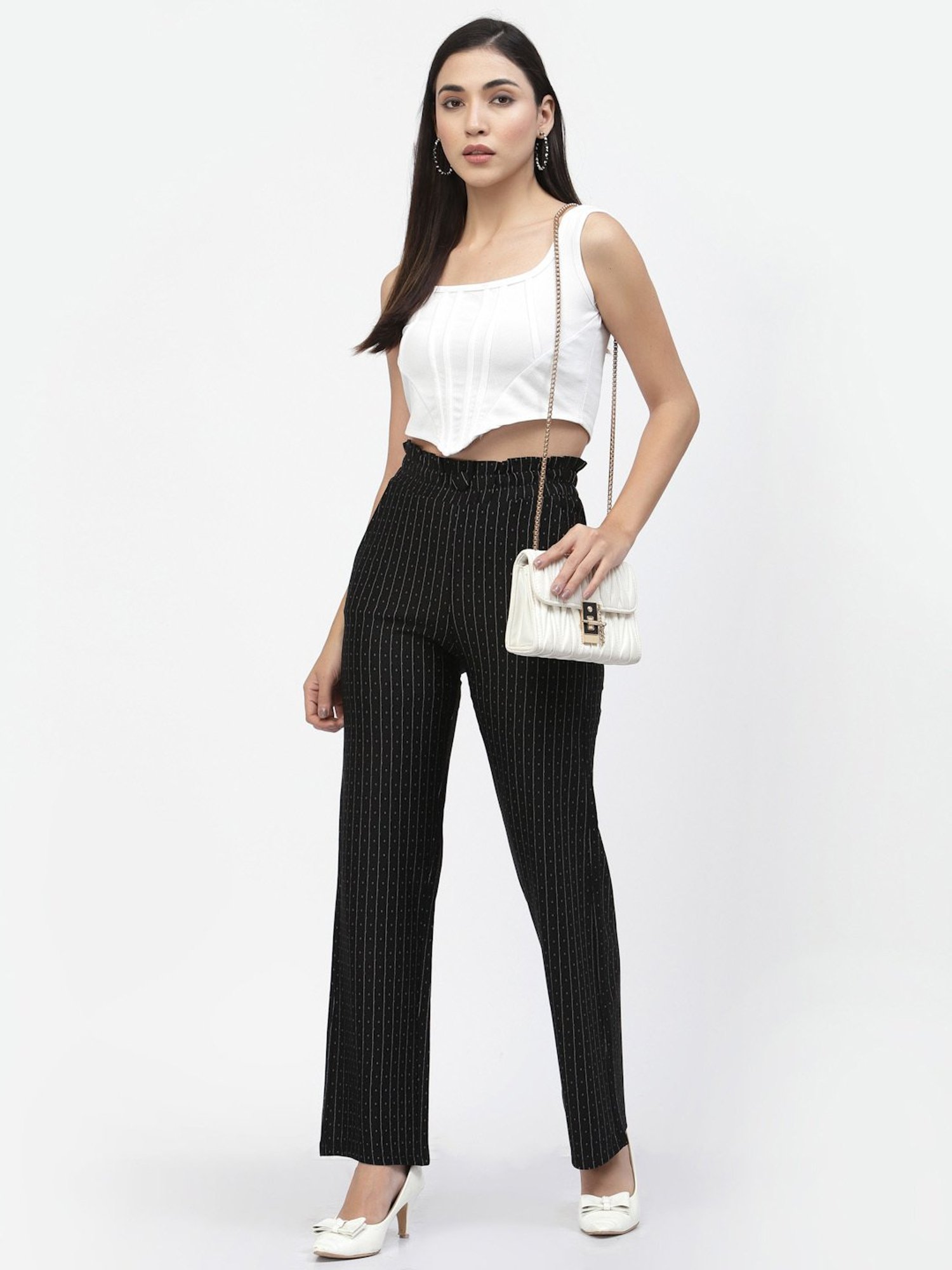 Westwood Black Cotton Striped Pants