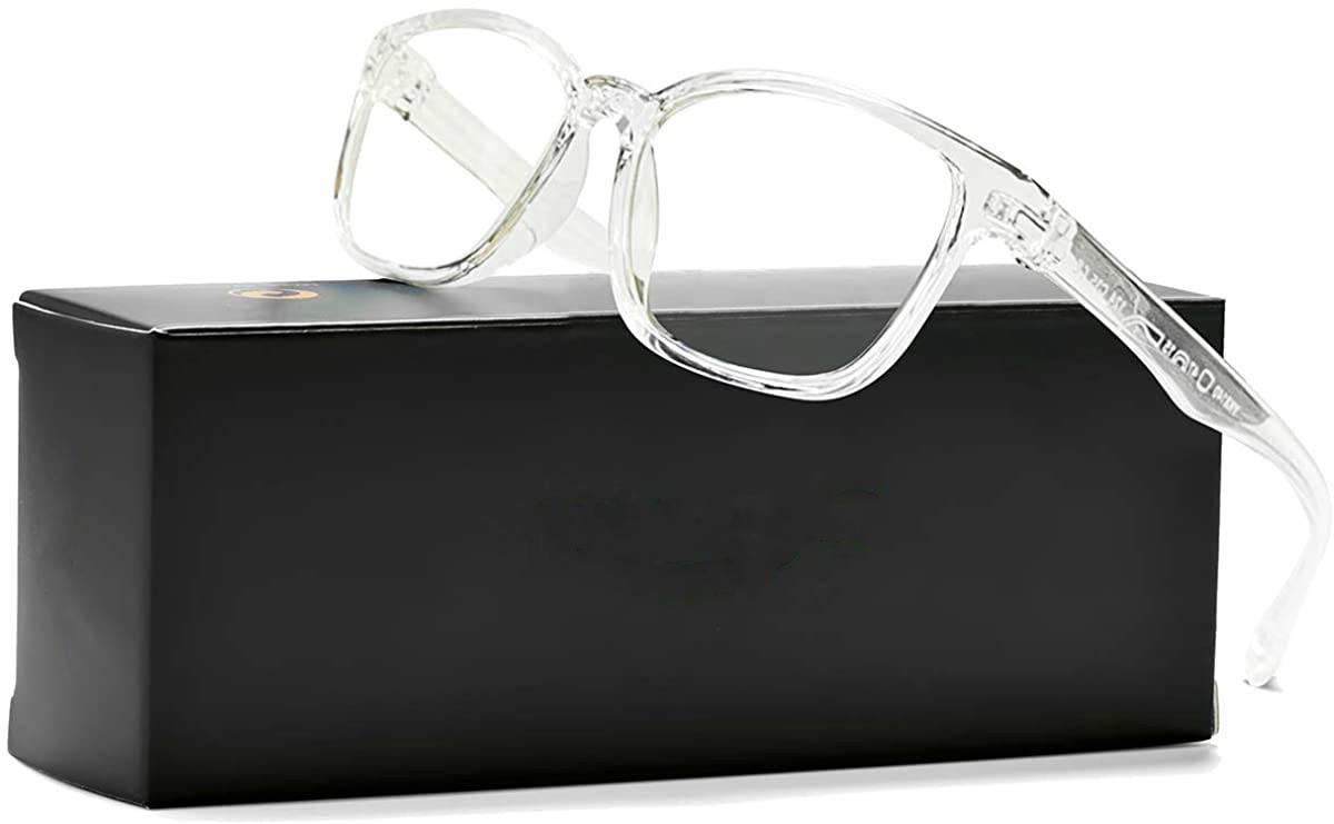 Kids Blue Light Blocking Glasses Silicone Flexible Square Eyeglasses Frame with Glasses Rope, for Children Age 3-12