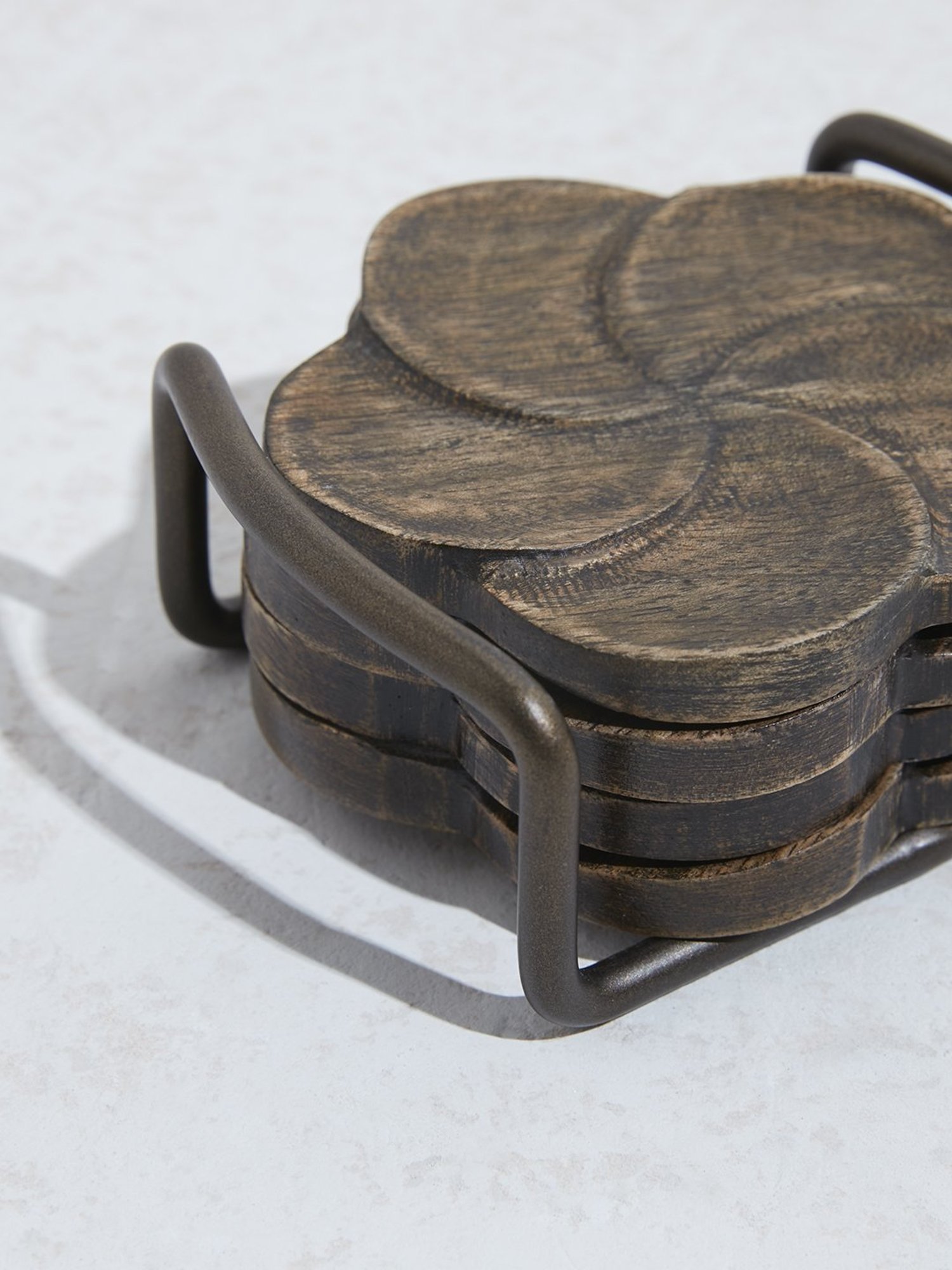 Karo Tapi Printed Multicolor Wood Coasters - Set of 6