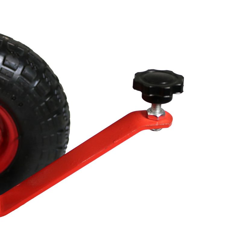 Rolling Shop Cart with Work Seat, Basket and Tray - Red - Sunnydaze Decor