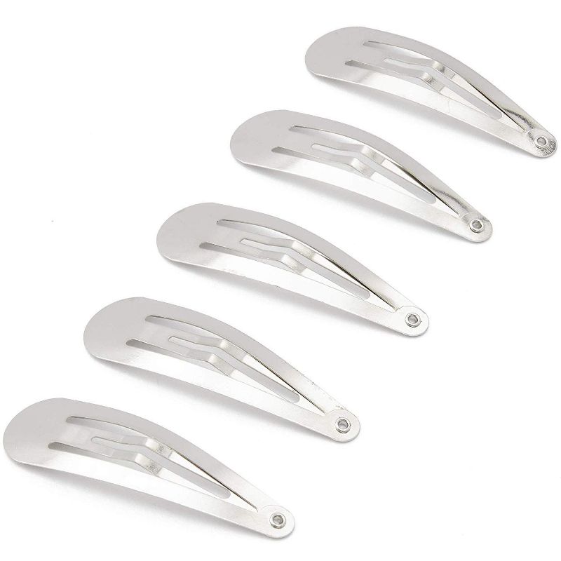 Juvale 100 Pack Silver 2" Snap Hair Clips Barrettes for Women Girls Hair Accessories