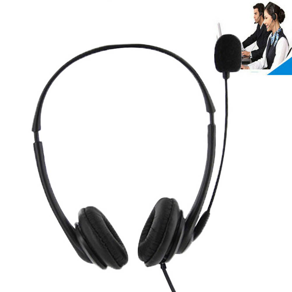 USB Headset with Microphone, Comfort-fit Office Computer Headphone, On-Ear 3.5mm Jack Call Center Headset for Cell Phone, 360 Degree Boom Mic, Ergonomic Noise Cancelling