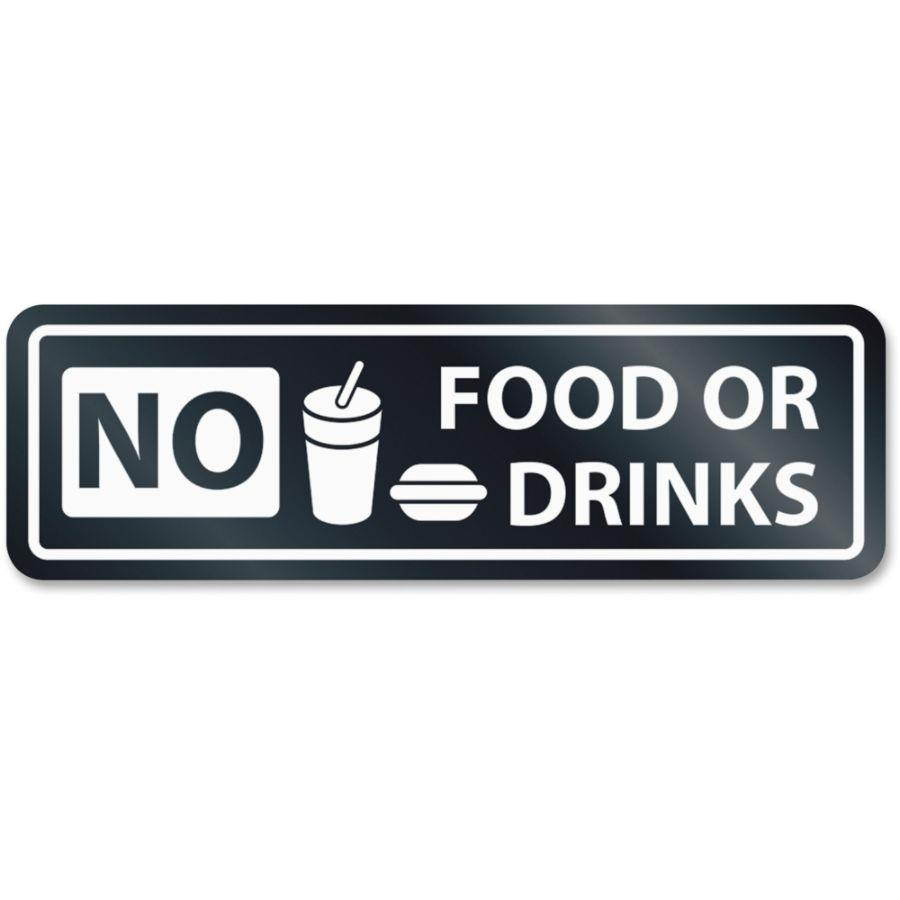 U.S. Stamp & Sign No Food Or Drinks Window Sign 2-1/2"x8-1/2" White 9434