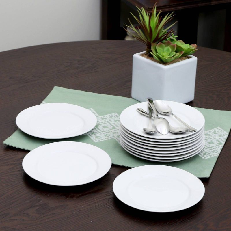 Gibson Home 7.5" 12pk Ceramic Noble Court Dessert Plates White