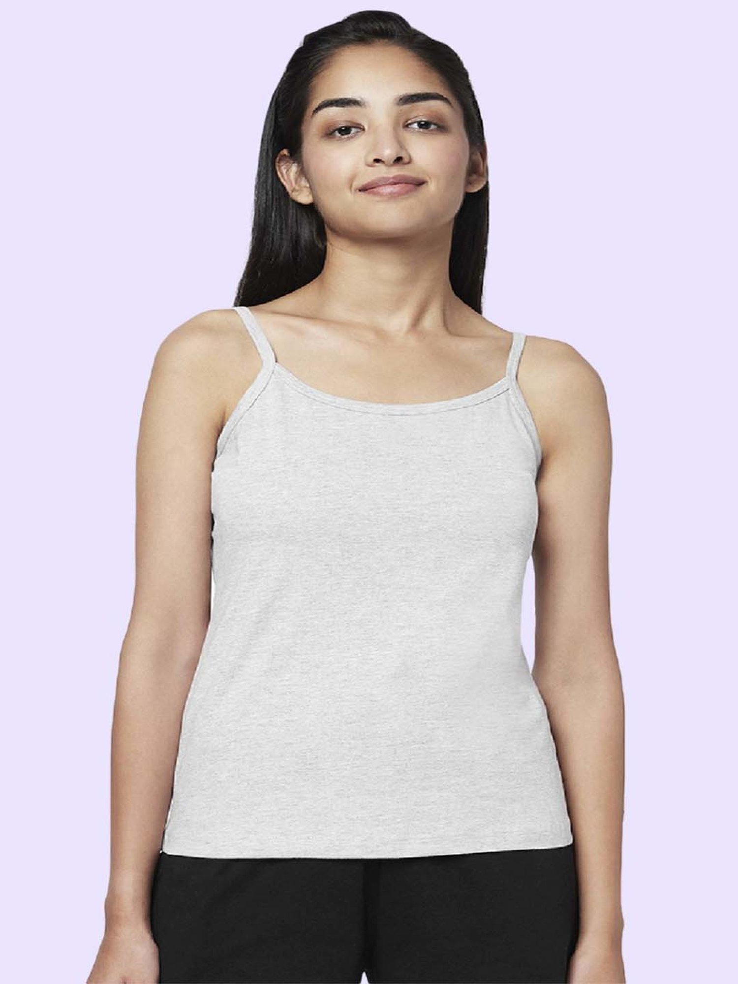 YU by Pantaloons Olive Green & Grey Cotton Camisoles - Pack Of 2