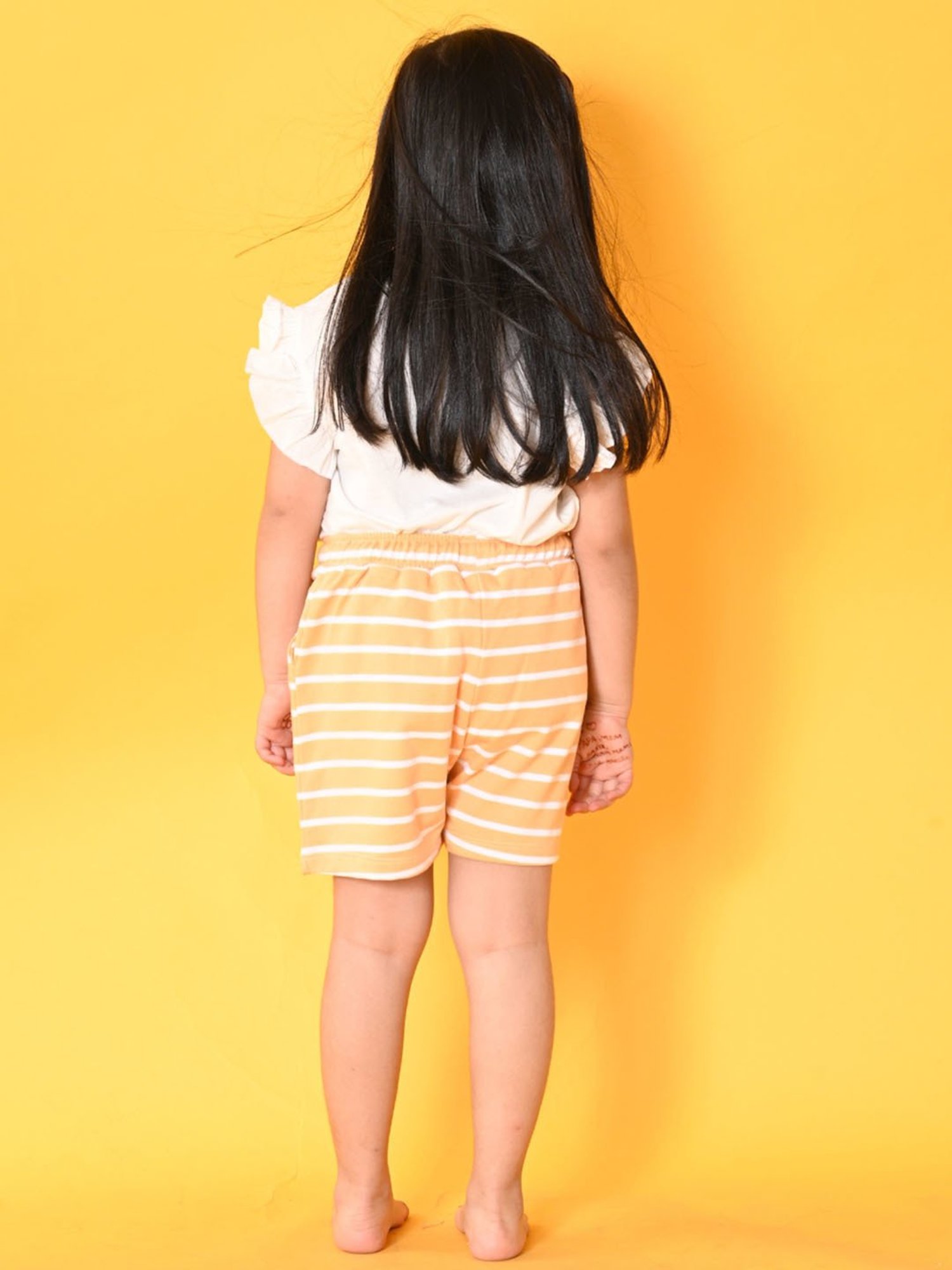 Anthrilo Kids White & Orange Cotton Printed T-Shirt Set