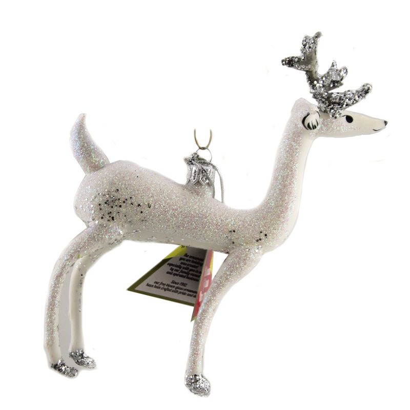 Morawski 6.25" White & Silver Reindeer Ornament Christmas Deer Buck  -  Tree Ornaments