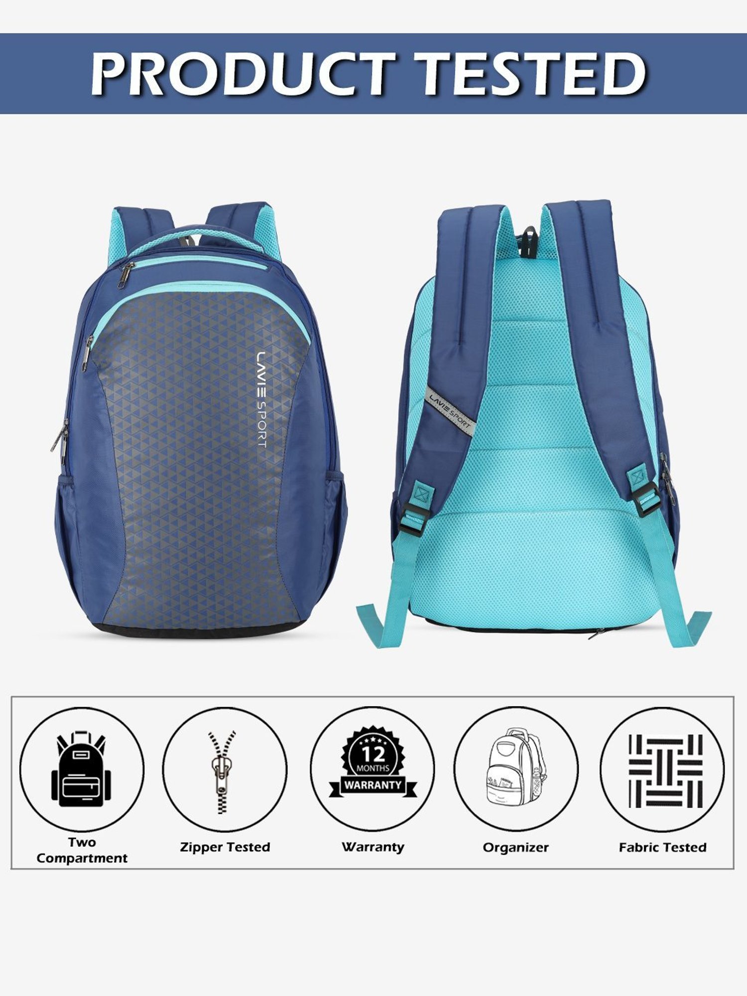 Lavie Sport Rapid Teal Green Polyester Medium Laptop Backpack with Rain Cover