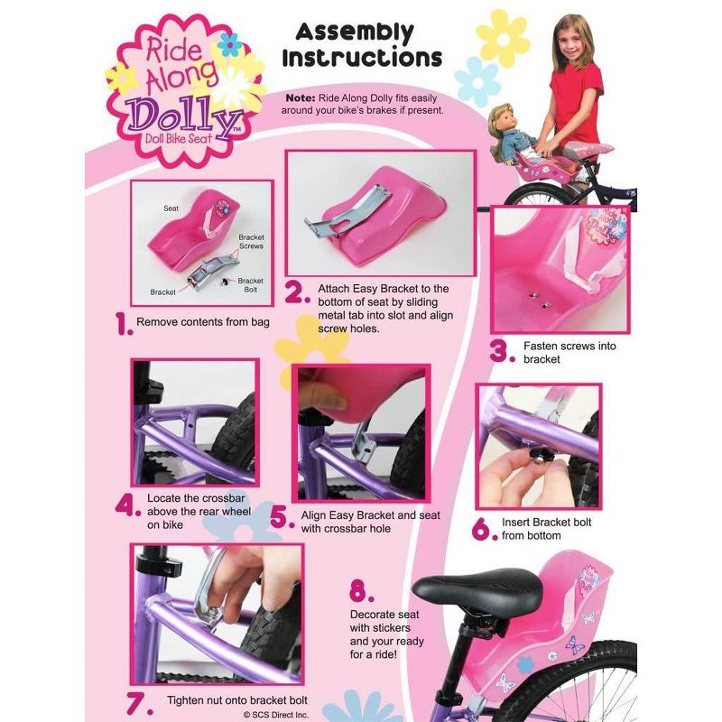 Ride Along Dolly Bike Seat for American Girl Doll, Purple