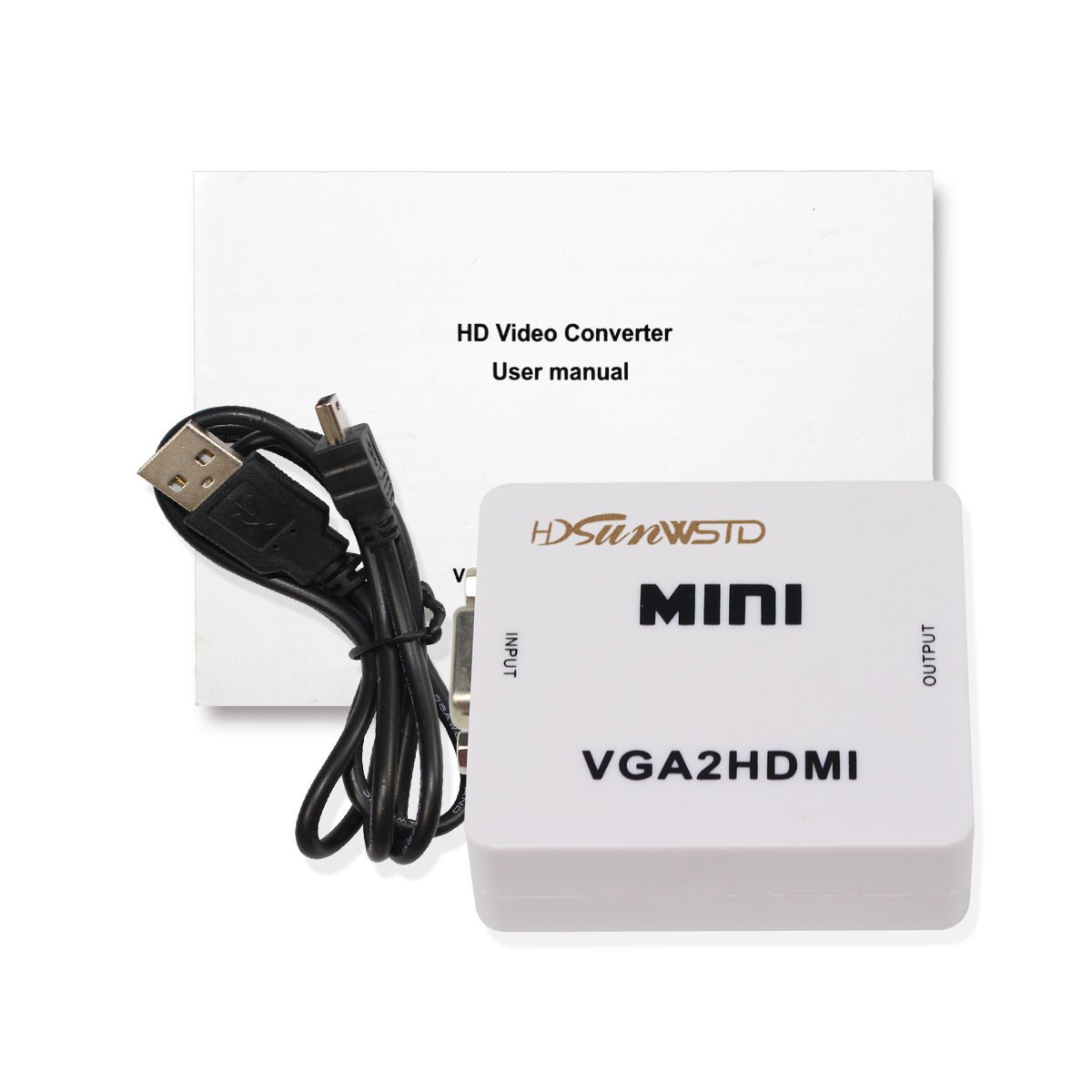 VGA to HDMI,1080P Full HD Mini VGA to HDMI Audio Video Converter Adapter Box with USB Cable and 3.5mm Audio Port Support HDTV for PC Laptop Display Computer Mac Projector (Black)