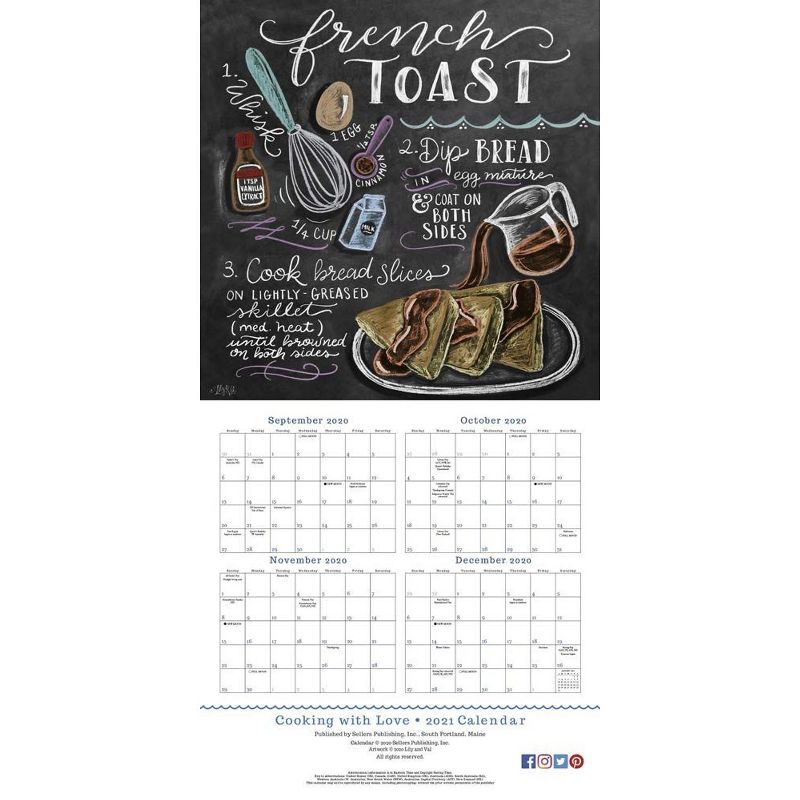 Sellers Publishing 2021 Cooking with Love Provides Food for the Soul 16-Month Wall Calendar Lily & Val