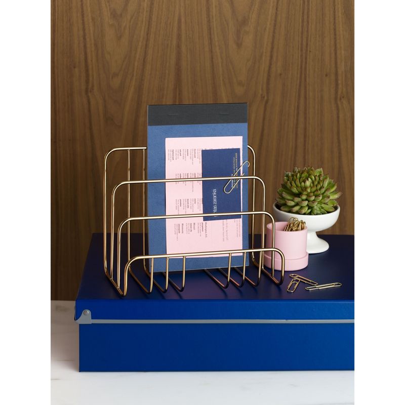 Design Ideas Savoy Letter Holder - Letter and Document Organizer - Brass, 7.6" x 4.4" x 6.1"