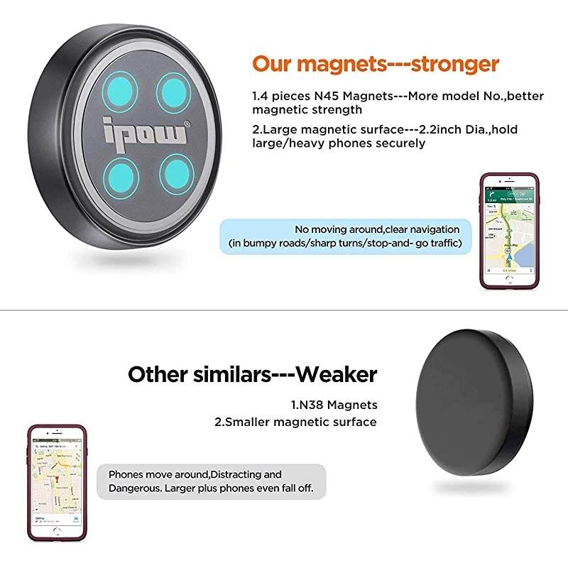 Long Arm Universal Magnetic Cradle Windshield Dashboard Cell Phone Mount Holder with 4 Metal Plates, Soft Firm Goose Arm and Enhanced Suction Cup