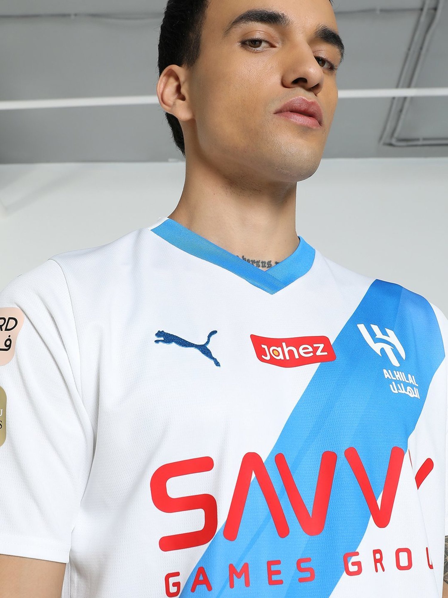 Puma Al Hilal SFC Neymar White-Ignite Blue Regular Fit Printed Sports T-Shirt