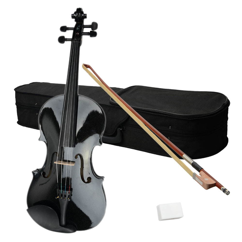 15" Inch Acoustic Basswood Viola w/ Case + Rosin + Bow Black for Adults