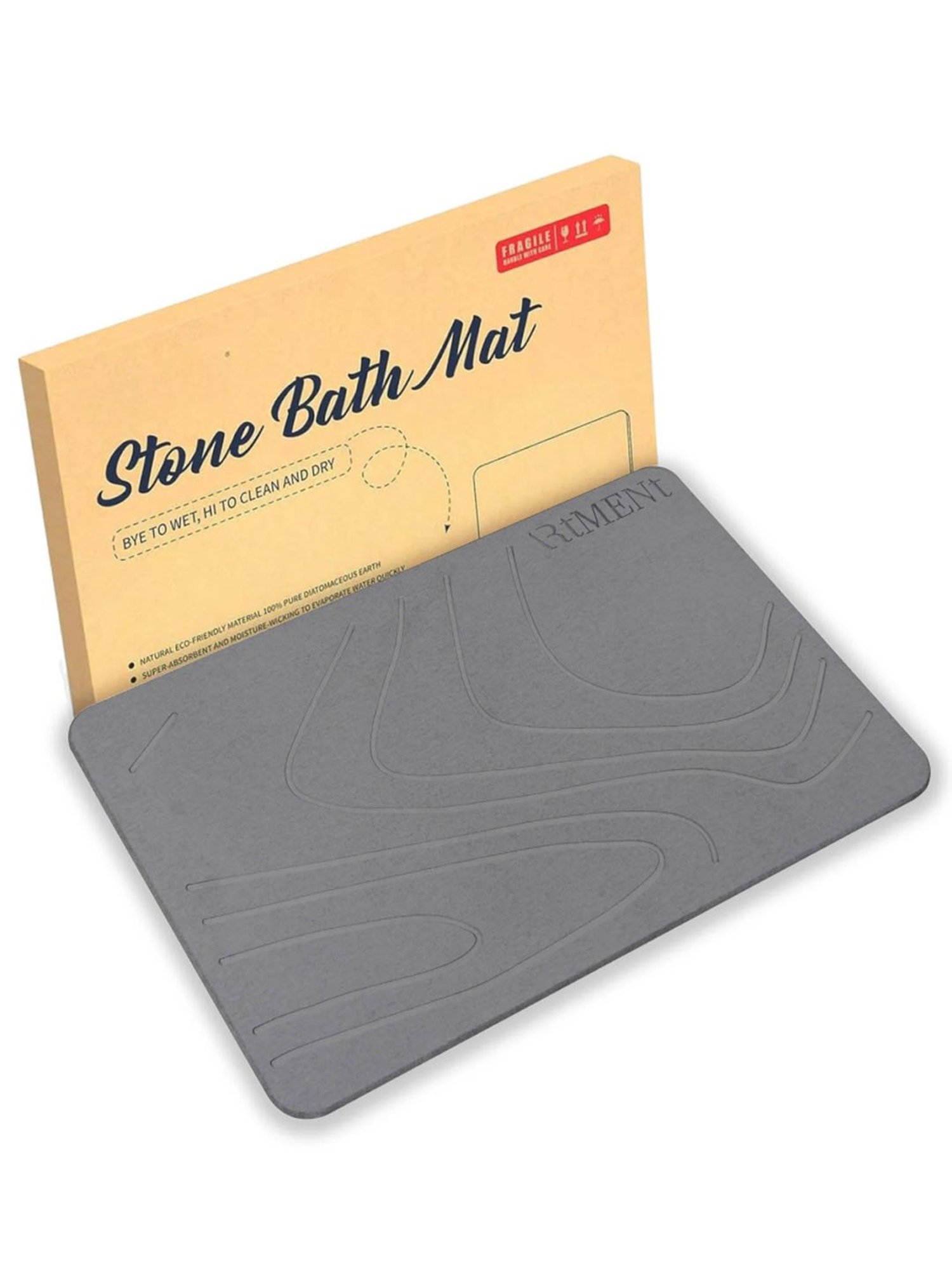 The Artment TerraDry Stone Bath Mat - Non-Slip Super Absorbent Diatomaceous Earth Stone Mat Large
