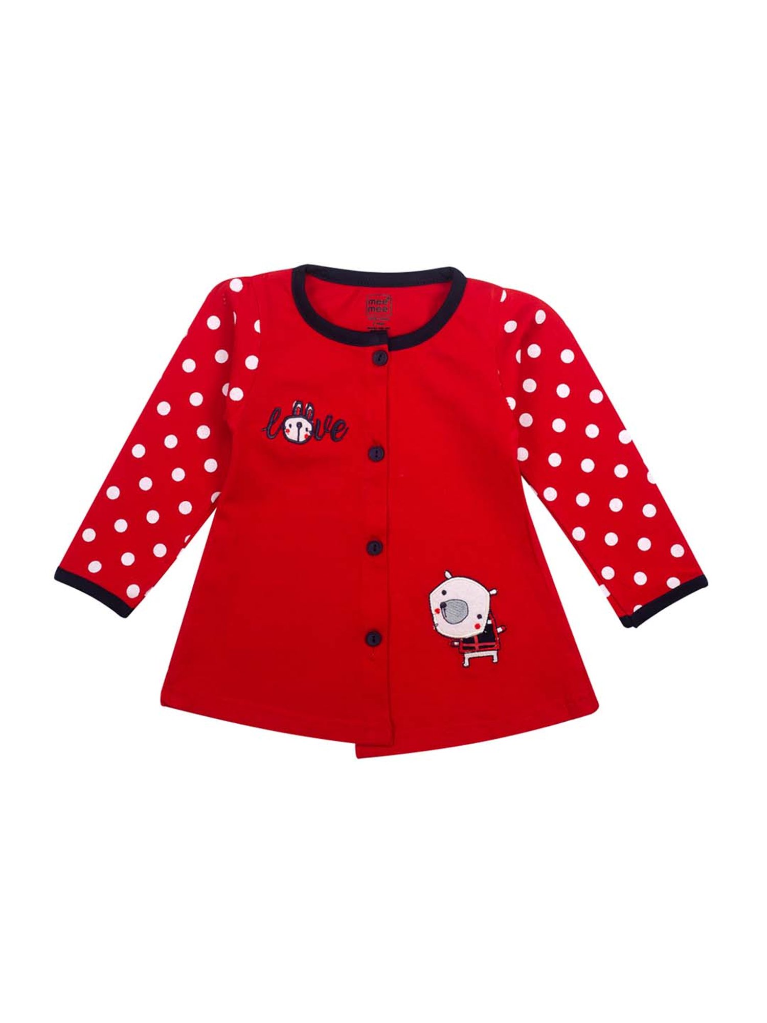 Mee Mee Kids Red Cotton Embroidered Top & Leggings