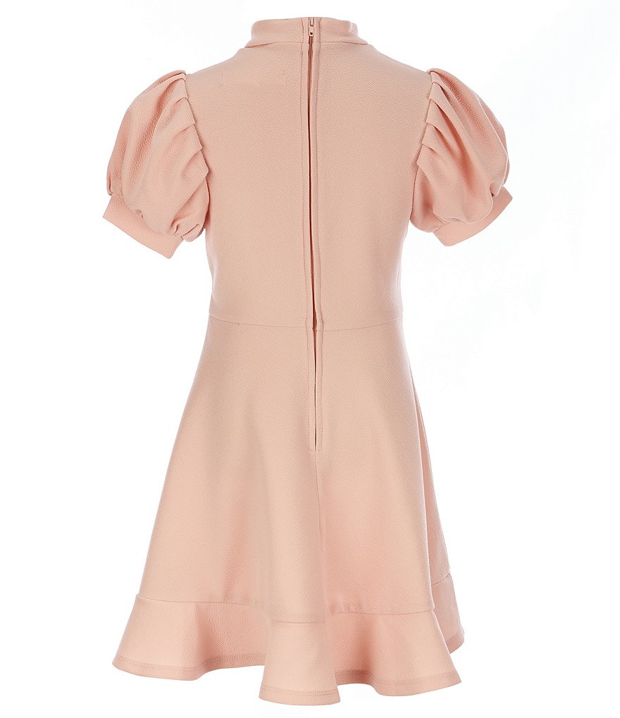 Poppies and Roses Big Girls 7-16 Puff-Sleeve Flounce-Hem Fit-And-Flare Dress