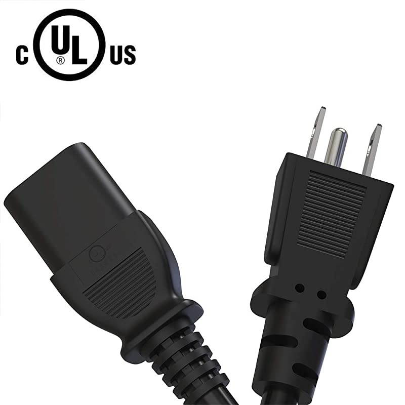 UL Listed 18 AWG AC Cable 3 Prong Plug Universal LCD Plasma Tv LED Monitor Power Cord for Samsung Toshiba LG Sony Panasonic Acer Asus HP Dell NEMA 515P to IEC320C13