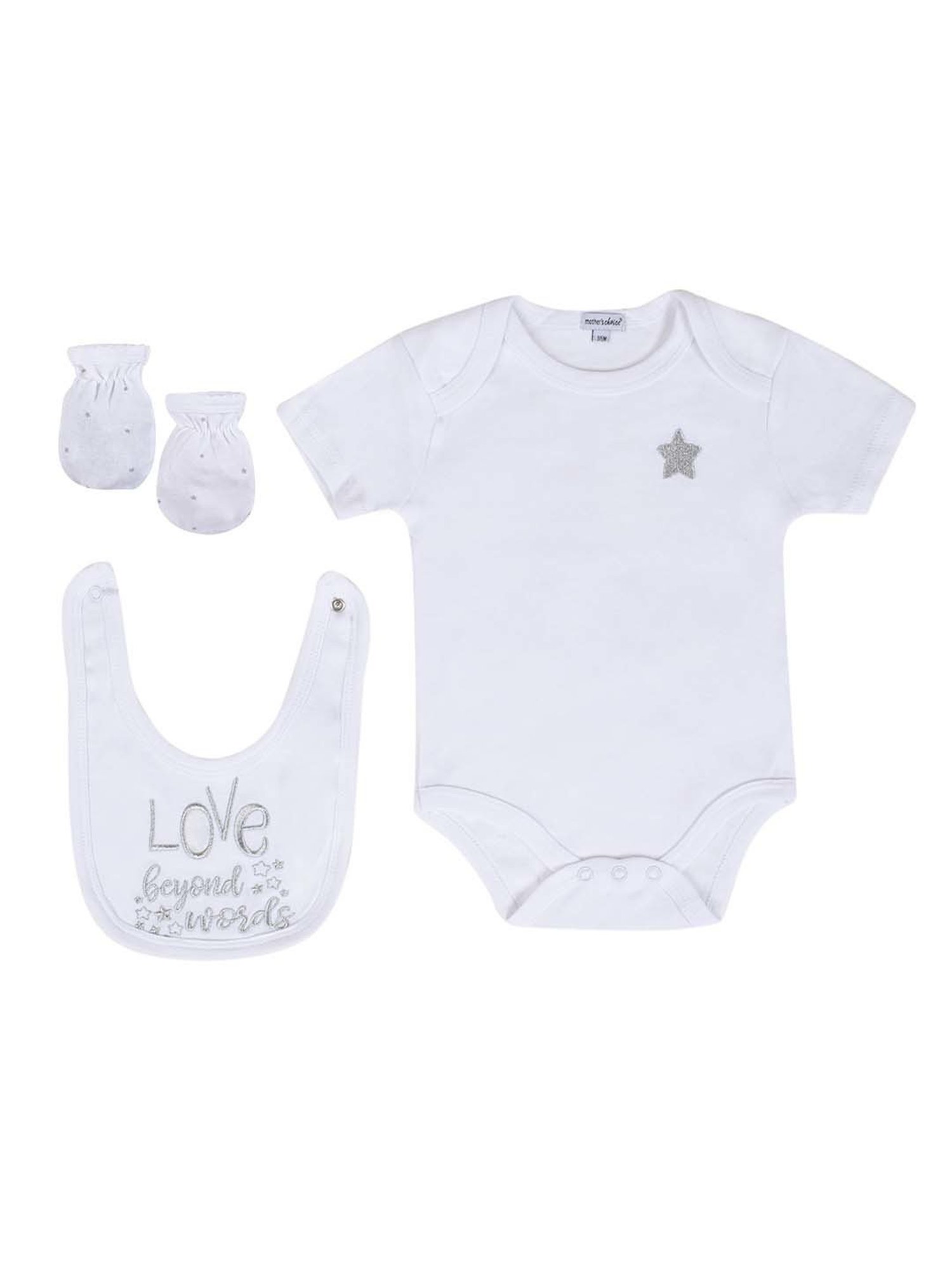 Baby Moo Kids White Cotton Embroidered Full Sleeves Sleepsuit Set