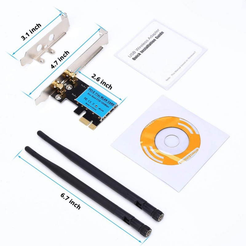 Wireless Adapters WiFi Card Wireless Network Card AC1200Mbps PCIe Dual Band 5G/2.4G Wireless WiFi Adapter Network Card For Windows 10/Windows 8/Windows 7