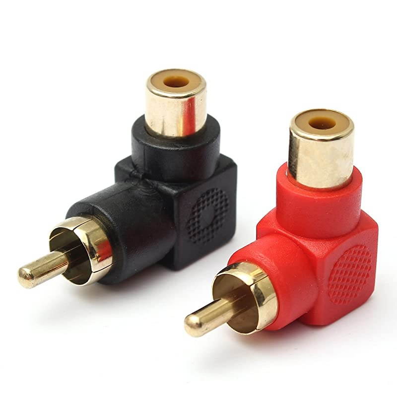 Male to Female Connectors Right Angle Plug Adapters MF 90 Degree Elbow GoldPlated 10 Black + 10 Red 20Pack