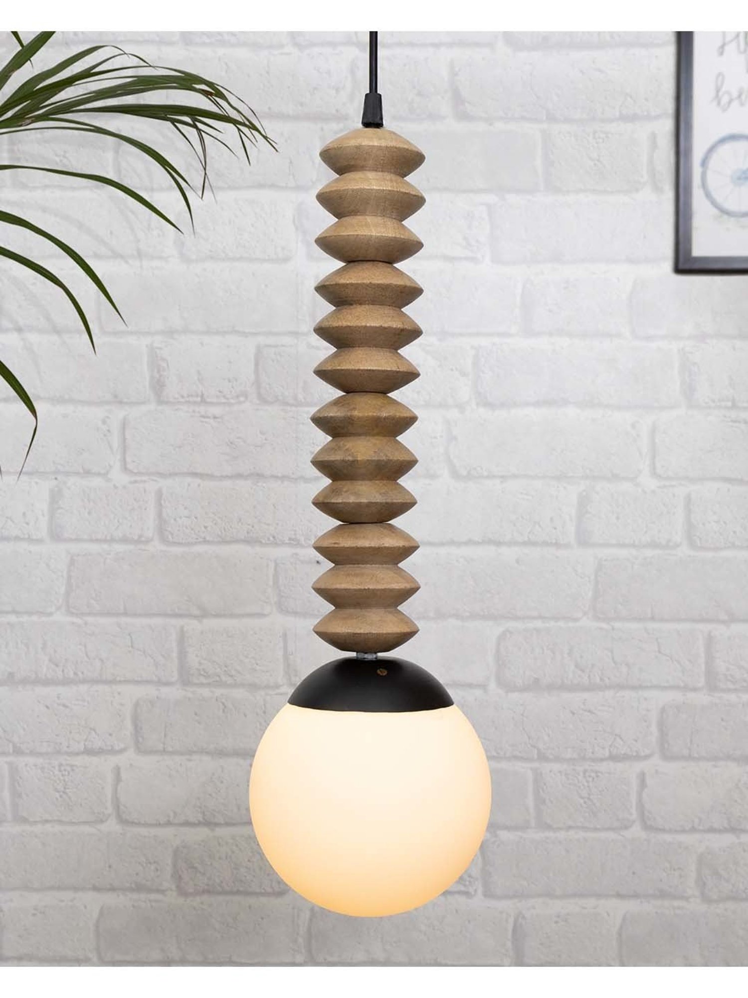 Homesake Beaded Swag Beige Wood Spiral-Shaped Pendant Ceiling Hanging Light