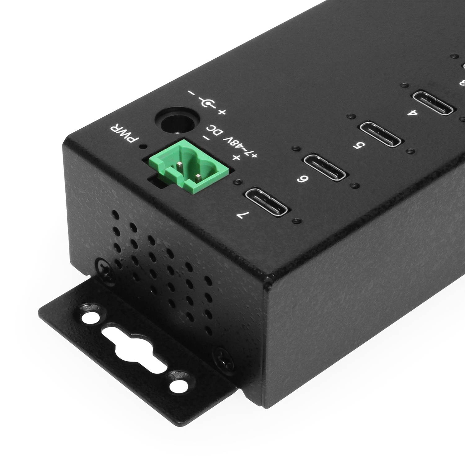 Coolgear 7-port USB-C 3.2 Hub w/ 15KV ESD Surge Protection DIN RAIL Mount